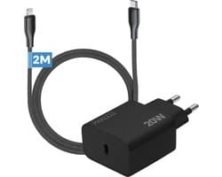 Phreeze usb C oplader met kabel geschikt voor iPhone en iPad met Lightning kabel - 2 meter - 25w PPS fast charger