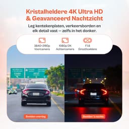 Koogle Dashcam - Auto - Voor & achter - Dual - 4K met APP - 128 GB Micro SD-kaart - Compleet pakket — thumbnail 2