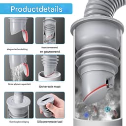 Ynkkvre - wasmachine slangafdichting set - 2-delige - grijze anti-geur afvoerbuis plug - deodorant afdichtingsstop voor keuken en huishouden — thumbnail 3