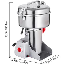Elektrische graan- en poedermolen - Kantelbaar swing-type - Vermogen 1800 W - Capaciteit 750 g - Snelheid 26.000 t/min - Materiaal 304 RVS - Timer & overbelastingsbeveiliging — thumbnail 2