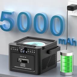 Retro muziekspeler - Bluetooth Speaker - Combispeler - CD speler - 5000mAh Batterij - CD/Cassette/Radio/Bluetooth - Met Afstandsbediening - Voor Binnen & Buiten - Zwart — thumbnail 4