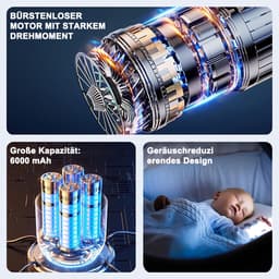 OKWISH Auto Stofzuiger met Blaasfunctie - Handstofzuiger met 19000Pa en 3 Snelheden - Compact en Oplaadbaar — thumbnail 2
