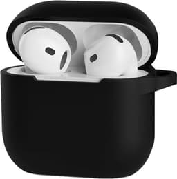 Jumada's Case Geschikt voor AirPods 4 Hoesje Hoes Siliconen Met Clip Cover - Hoesje Geschikt voor Apple AirPods 4 Hoes Siliconen - Zwart — thumbnail 1