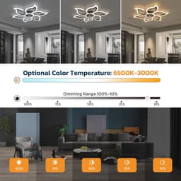 Slimme Plafondventilator met Verlichting, 88 cm - Dimbaar, Afstandsbediening, Compatibel met Alexa en Google Home, Stil en Omkeerbaar — thumbnail 3