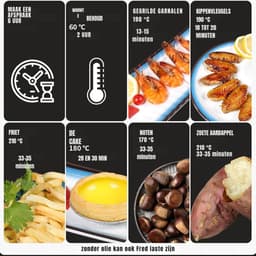 Quvo® Airfryer xl - Airfryer xxl - Heteluchtfriteuse - 4,5 Liter - anti-aanbakmand - Zwart -33cm x 33cm x 37cm — thumbnail 3