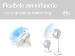 Staande ventilator met afstandsbediening, zwenkfunctie, 8 snelheden en timer, stil en energiezuinig, wit — thumbnail 5