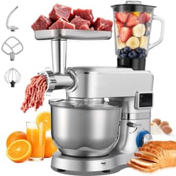 Elektrische Keukenmachine - Standmixer/Deegmixer - 1500 W - RVS Kom 5,7 L - Mengkom 1,5 L - 6+P Snelheden - Inclusief Deeghaak, Garde En Klopper — thumbnail 1
