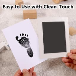 2 stuks - Baby handafdruk - Baby voetafdruk - Inktafdruk - Incl. 2 Fotolijstje en 4 Witte Kaartjes - Baby afdrukset - Babyshower Cadeau - Pootafdruk Hond & Kat - Veilig voor baby-aandenken - Zwart — thumbnail 3
