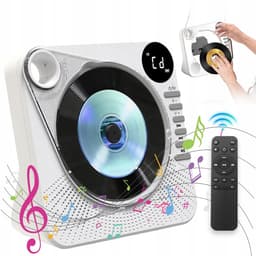 CD Speler - Bluetooth Speaker - Witte Multifunctionele Audiospeler - Met USB, AUX & Remote - Slaaptimer & Batterij - Voor Muziek in Huis — thumbnail 1