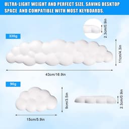 Cloud Keyboard Wrist Rest, 2-delige set: polssteun voor toetsenbord, muis en pols, ergonomische handsteun/polskussen van traagschuim voor toetsenbord, geschikt voor thuisgebruik, pc, gaming, laptop en kantoor (wit) — thumbnail 3