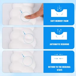Cloud Keyboard Wrist Rest, 2-delige set: polssteun voor toetsenbord, muis en pols, ergonomische handsteun/polskussen van traagschuim voor toetsenbord, geschikt voor thuisgebruik, pc, gaming, laptop en kantoor (wit) — thumbnail 5