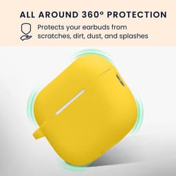 kwmobile Hoesje voor Apple Airpods Pro 2 Case met Polsbandje – Siliconen Beschermhoes met Sleutelhanger – Hoofdtelefoonhoesje in geel — thumbnail 2