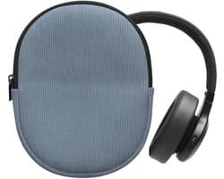 kwmobile headset case geschikt voor JBL Tune 600 / 500BT / 510BT / 450 hoes - 22,5 x 17 cm - Koptelefoon cover met rits - Neopreen en ribfluweel - In vintage blauw