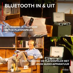 Retro platenspeler met platenkoffer - Audizio RP116BL - Platenspeler Bluetooth - Met speakers - Blauw — thumbnail 2