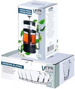 Drinkglazen voor Koffie en Thee met Cafetiere 250 ml / 1 l, 7 delig - Waterglazen - Glazen - Limonadeglazen — thumbnail 5