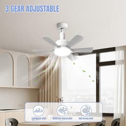 RFWR® Plafondventilator met lamp en afstandsbediening, dimbaar, 40W, 3 snelheden, 6 bladen, ideaal voor slaapkamer en woonkamer — thumbnail 4
