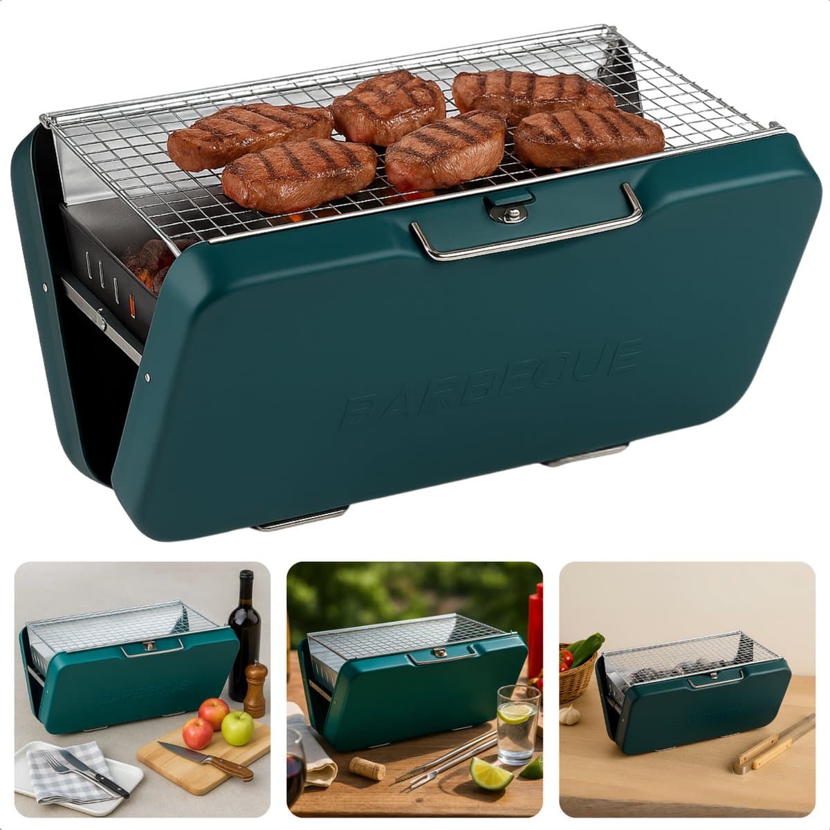 Cheqo® Opvouwbare Houtskool Tafelbarbecue - Opvouwbaar en Compact - Draagbaar - Tafelgrill - BBQ Tafelmodel - BBQ voor Camping of Park — afbeelding 1