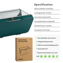 Cheqo® Opvouwbare Houtskool Tafelbarbecue - Opvouwbaar en Compact - Draagbaar - Tafelgrill - BBQ Tafelmodel - BBQ voor Camping of Park — thumbnail 4