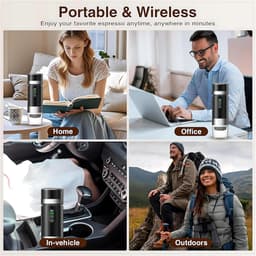 Draagbare koffiemachine,-de nieuwste upgrade van de derde generatie-3-in-1 elektrische espressomachine-12V oplaadbare espressomachine-voor kantoor-reizen-thuis- compatibel met espresso-capsules en gemalen koffie — thumbnail 2