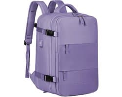 Somstyle Reis Rugzak - 45 x 31 x 20 CM - Handbagage Tas met Schoenenvak - Schooltas - Met USB-Oplaadpoort - Geschikt voor 14 Inch Laptop - Paars