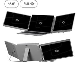 Screenmate® Flip Portable Monitor 15,6” - Draagbare Monitor met Beschermhoes - Extra Scherm Laptop - Draagbaar Beeldscherm - Grijs