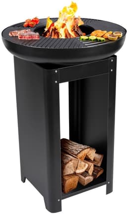 alpina 3-in-1 Vuurkorf en Grillplaat - Tuinhaard 61 x 90 cm - met Teppanyaki Bakplaat - Plancha BBQ met Brandhout Opslagplaats - Vuurkorf voor Buiten - Metaal — thumbnail 1
