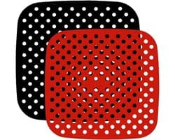 2-pack - Airfryermat - Siliconen Airfryer Liners - 7,5 inch herbruikbare siliconen matten van voedingskwaliteit - antiaanbaklaag en hittebestendige accessoires voor Airfryer - Zwart en rood