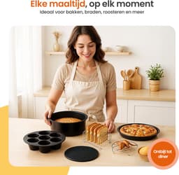 Goliving Airfryer Accessoires Set - Geschikt voor Airfryers vanaf Ø20,5 cm - 50x Cupcake Vormpjes - Bakvorm - Cakevorm - Muffinvorm - Pizzapan — thumbnail 6