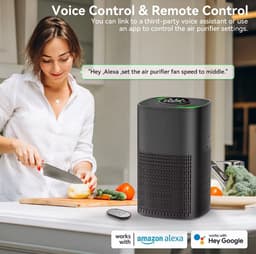 Smart Air Purifier DN-905 - Luchtreiniger met HEPA-filter - Voor Baby & Slaapkamer - Stil (≤ 65 dB) - App & Afstandsbediening - 36 m² Dekking - Zwart — thumbnail 4