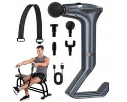 Fitness Muscle Fascia Gun - met afneembaar handvat - 12 verschillende snelheidsniveaus - LCD-scherm - ademhalingslicht - 1500 mAh-batterij - donkergrijs