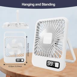 RFWR® Stille Tafelventilator USB met 5 Snelheden - Draadloze Mini Bureaventilator voor Kantoor, Slaapkamer en Camping — thumbnail 4