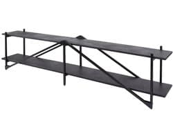 TV Meubel Industrieel Zwart (220cm) - TV Kast Landelijk Industrieel Zwart - TV Kasten - TV Meubels - TV Dressoir Industrieel Zwart - Tv Wandmeubel - Televisie Meubel - Televisie Kast