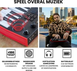 Akai Professional MPK Mini Play MK3 - MIDI-keyboardcontroller met ingebouwde luidspreker en geluiden plus dynamisch keyboard, MPC-pads, softwarepakket en Native Instruments Sound Package — thumbnail 3