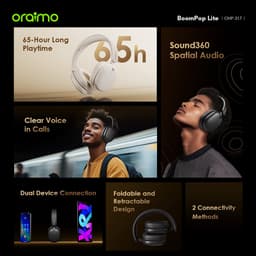 oraimo BoomPop Lite – Draadloze Koptelefoon – 65u Batterij – ENC Microfoon – Gaming Mode - Wit — thumbnail 5