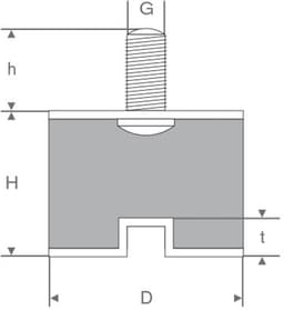 Rubbermagazijn - Trillingsdemper Type B 20x20mm - M6 - Set 10 stuks — thumbnail 2