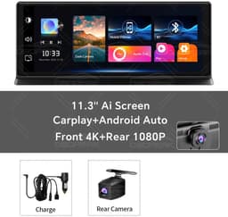 Dashcams - Dashcam voor Auto - Super Compact - FullHD video - Wifi - Parkeermodus - 16:9 - 11.3 inch Scherm - Dubbele Lens - Zwart — thumbnail 2