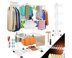 CLGP® Wasrek Inklapbaar op Wieltjes - Droogmolen - Droogtoren Staand