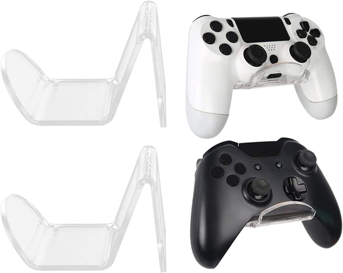 Wandhouder voor hoofdtelefoons - Set van 2 stuks - Zelfklevend en transparant - Acryl houder voor gaming-headsets en spelconsoles — afbeelding 1