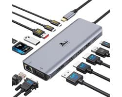 Universele USB-C Laptop Dockingstation met Dual 4K Beeldschermondersteuning en 100W Power Delivery