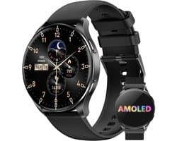 Smartwatch dames heren 2025 - 1,43 inch AMOLED display - Bluetooth gesprekken - 380 mAh batterij - 7 dagen gebruikstijd - 2 armbanden - IP68 waterdicht - 100+ sportmodi - 24/7 hartslag en SpO2 monitoring