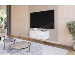 Moderne TV Meubel Wit Hoogglans - Laag Dressoir voor Televisie - Wandkast Woonkamer 90 cm