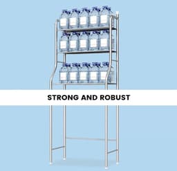 Wasmachinerek van roestvrij staal, ruimtebesparend, met 3 planken, waterdicht rek, in hoogte verstelbare poten. — thumbnail 2