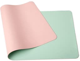 Waterdichte Dubbelzijdige PU Tafelmat 60x30 cm - Laptoponderlegger voor Kantoor of Thuisgebruik (Roze/Lichtgroen) — thumbnail 1