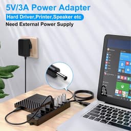 Aangedreven USB 3.0 Hub met 7 Poorten en Individuele Aan/Uit Schakelaars — thumbnail 4