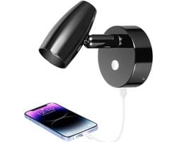 12V/24V Richtbare LED Leeslamp Inbouw met USB-oplader en Nachtlampje Zwart