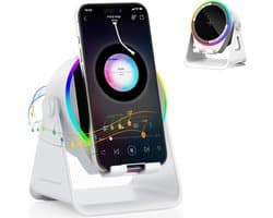 Namajunas - 5-in-1 Wireless Mini RGB Speaker - Telefoonhouder - Telefoonhouders Auto - Magnetisch - Bluetooth Speaker - Draadloze Oplader - Wireless charger - GSM Lader - 360° verstelbare houder voor iPhone/Android/iPad/Samsung - Cadeau