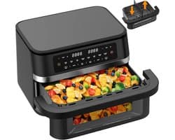 Dubbele Heteluchtfriteuse 11L, 2950W - Airfryer met Groot Kijkvenster en 8 Programma's