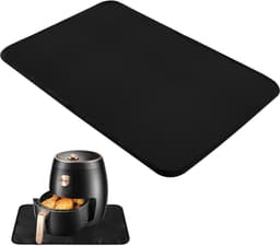 Hittebestendige matten - 60*40cm - Siliconen aanrechtbeschermer - Vuurvaste onderlegger - Hittebeschermingsmat - Dikke aanrechtbeschermer - Antislipglasvezel - Voor airfryer, koffiezetapparaat, broodrooster - Zwart — thumbnail 1