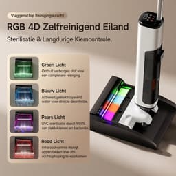UWANT D700 Pro Nat- en Droogzuiger - Steelstofzuiger zonder Zak - Draadloze Vloerreiniger met Dweilsysteem - D-Vormige Borstel — thumbnail 4