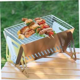 1 stuk - Kleine houtskoolgrill - Opvouwbare mini-houtskoolgrill voor buiten - Draagbare houtskoolgrill - Roestvrijstalen campinggrill - Geschikt voor buiten en om te koken — thumbnail 3